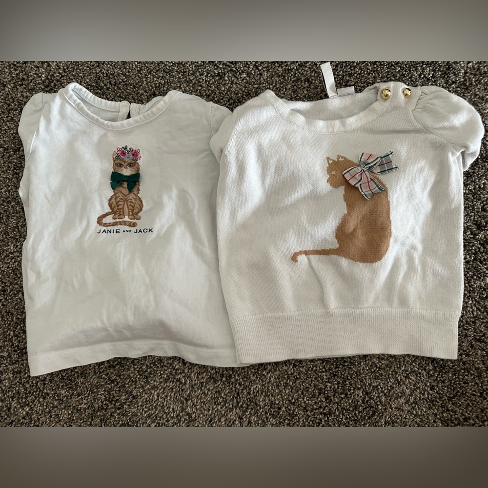Janie and Jack bundle - cat shirt and sweater